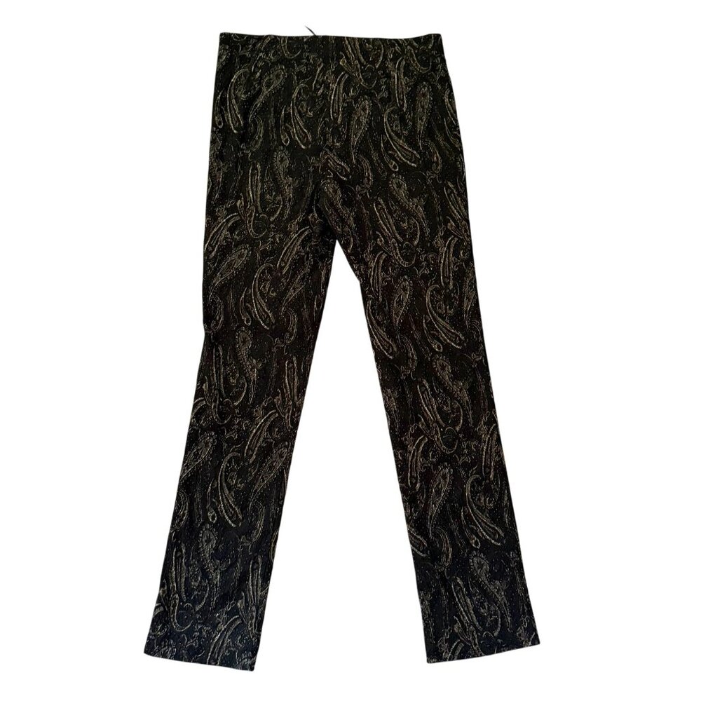JEnvie New York Black Paisley Jacquard Pants Size 10 Made in USA Quiet Luxury - Picture 5 of 11